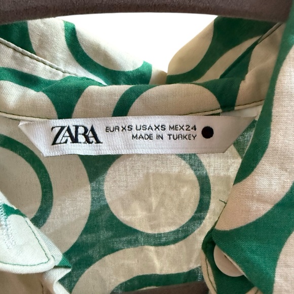 ZARA Amelie Green and ecru  Dress Size XS - Picture 4 of 4